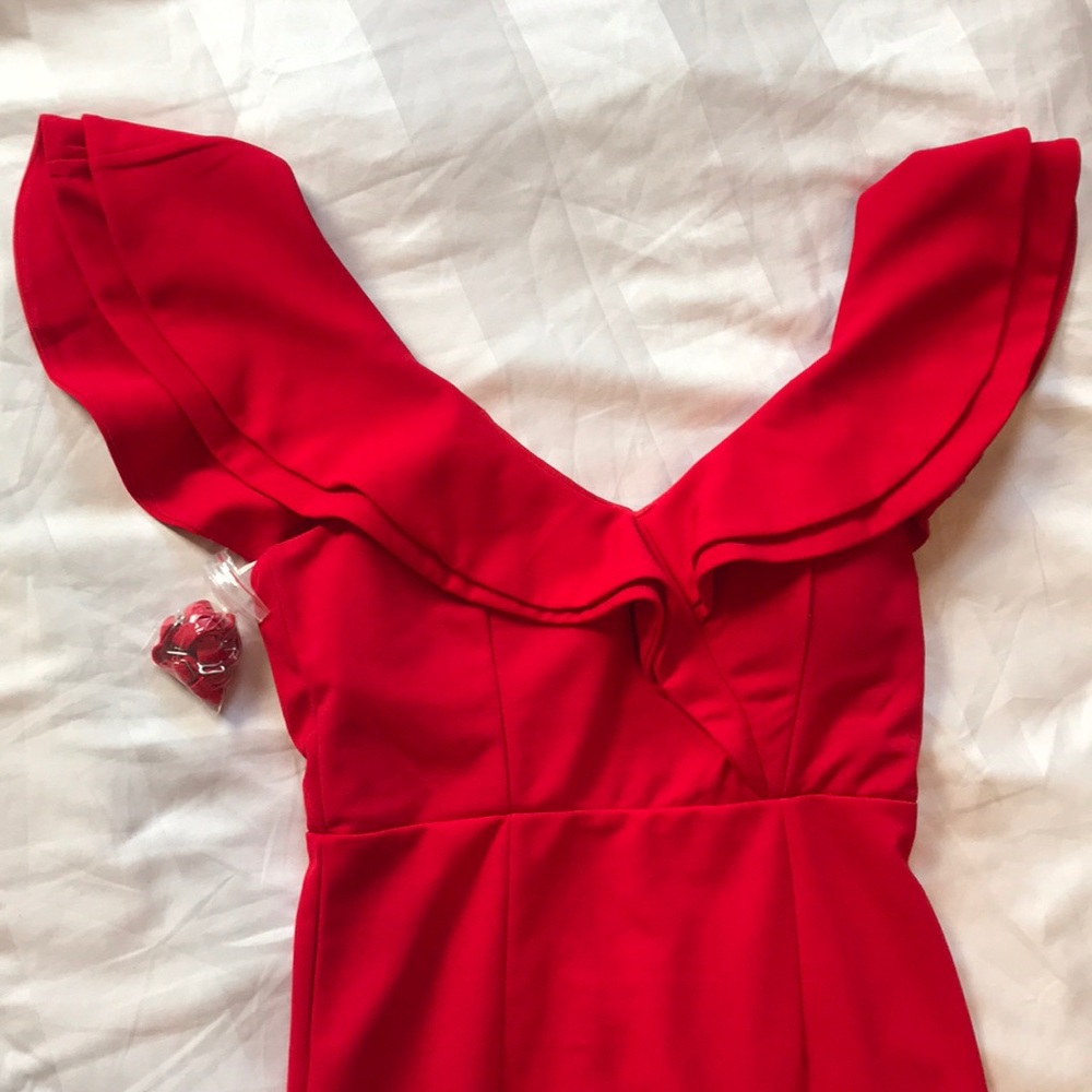 Hello Molly red midi dress with ruffle - Picture 4 of 7